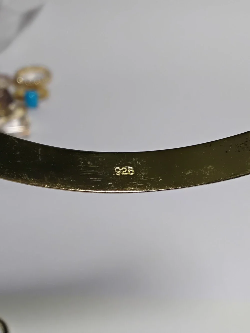 Vintage Gold Vermeil Over 925 Silver Bangle Bracelet w/ safety chain